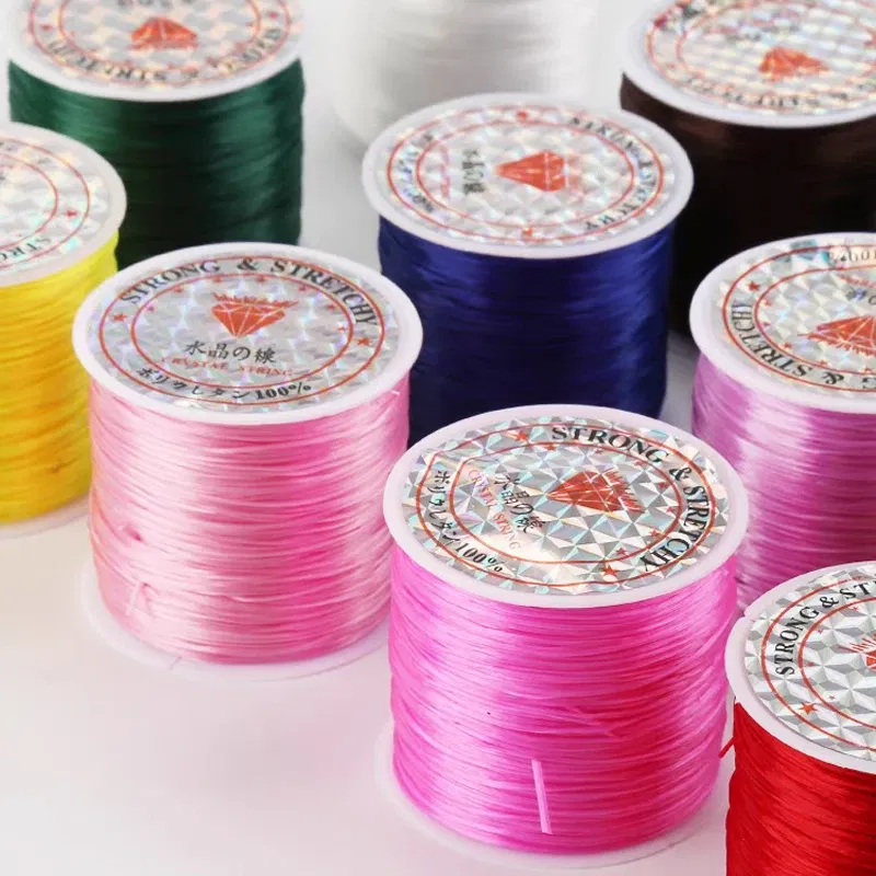 Color: Pink, Size: S - DIY Fishing Lines Elastic Crystal Beading String Stretchable Thread For Bracelet Necklace Nylon Rubber Jewelry Making Supplies