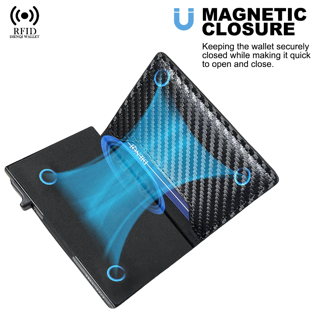 Color: GRAY - Rfid Credit Card HolderMen Wallets Luxury Money Bag Purse Metal Aluminium Slim Thin Small Smart Minimalistic Wallets for Men