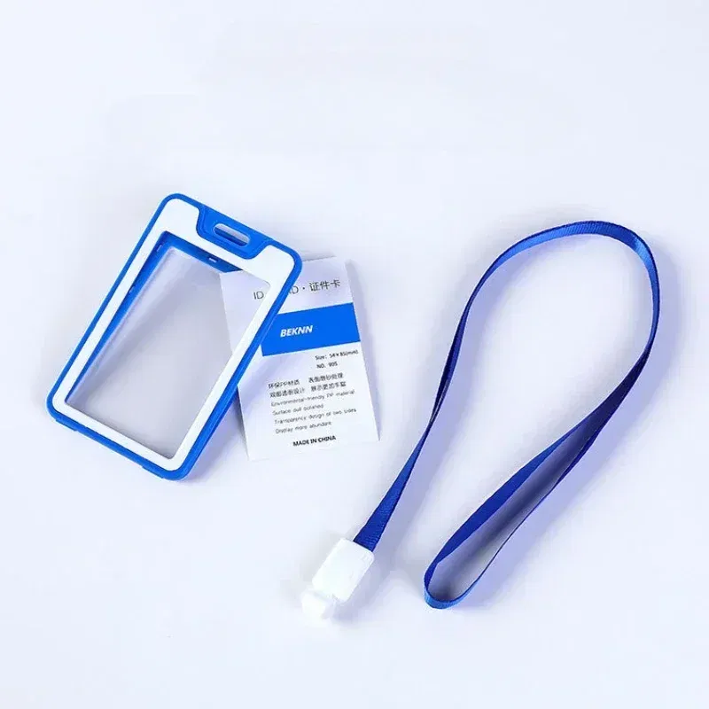 Color: ROSE RED - Unisex Colorful Employee Id Case with Lanyard Double Side Id Credit Card Holder Access Bus Card Case Badge Holder Card Sleeve
