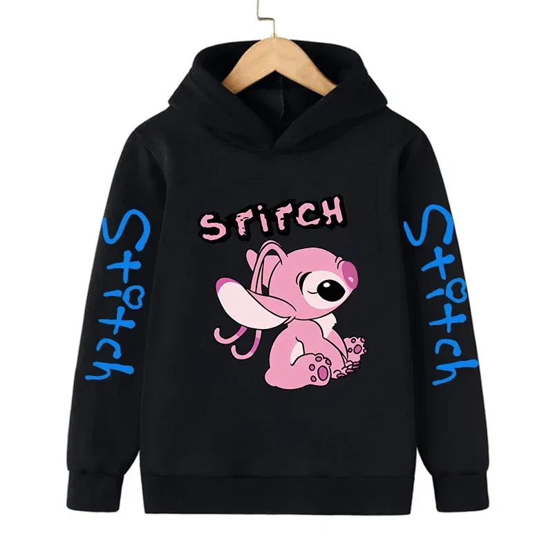 Color: Yellow, Size: M - New in Cool Stitch Hoodie Children Cartoon Clothes Kid Girl Boy Lilo and Stitch Sweatshirt Manga Hoody Baby Casual Top