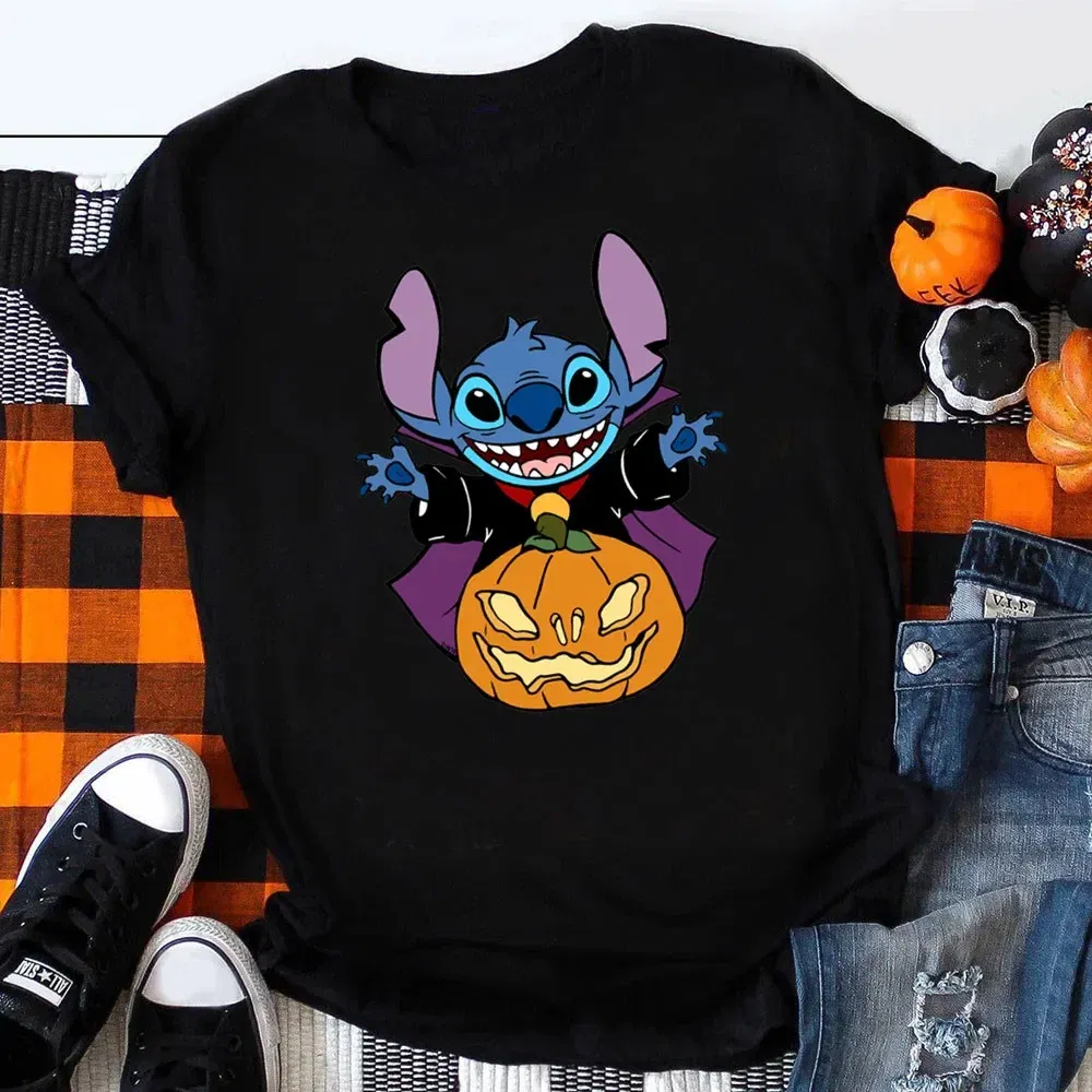 Color: black, Kid Size: 4T - Funny Mickey Minnie Mummy Print Disney Children Cotton T Shirts Trick Treat Fashion Halloween Cute Kid Clothes Girls Streetwear