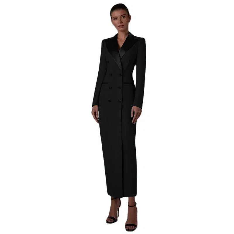 Color: PURPLE, Size: 4XL - Women's Suit Long Jacket One Piece Blazer Double Breasted Formal Tuxedo Party Dress кос?‚юм ?¶?µнский