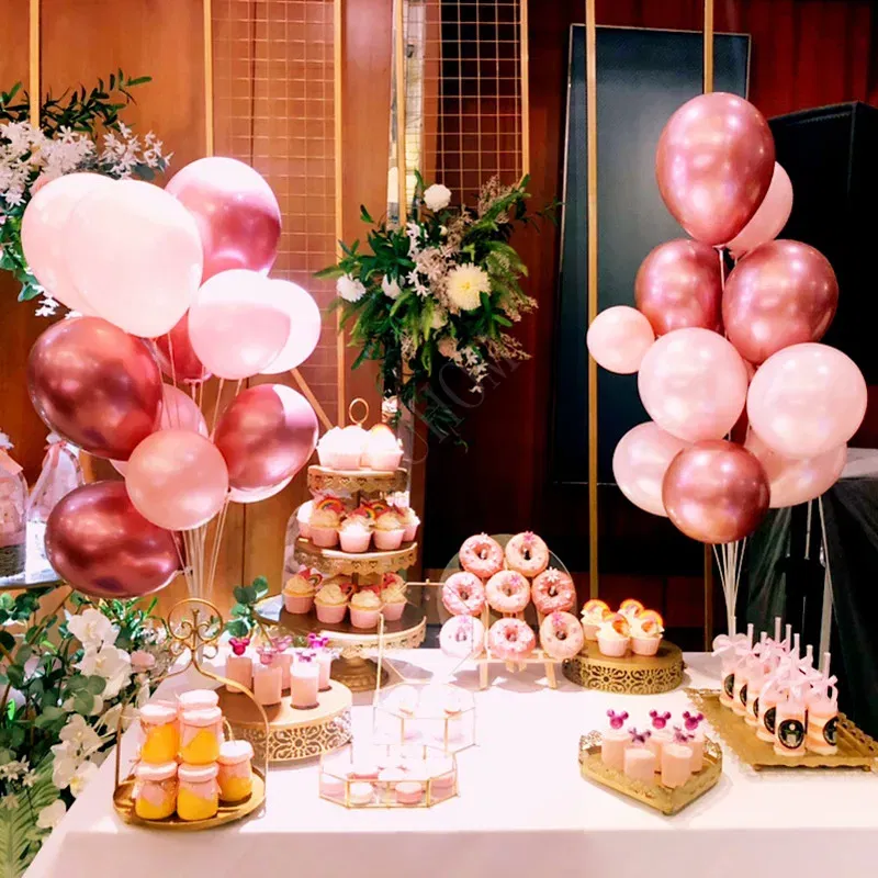 Color: Burgundy - 7Tubes Balloons Stand Balloon Holder Column Confetti Balloon Baby Shower Kids Birthday Party Wedding Decoration Supplies