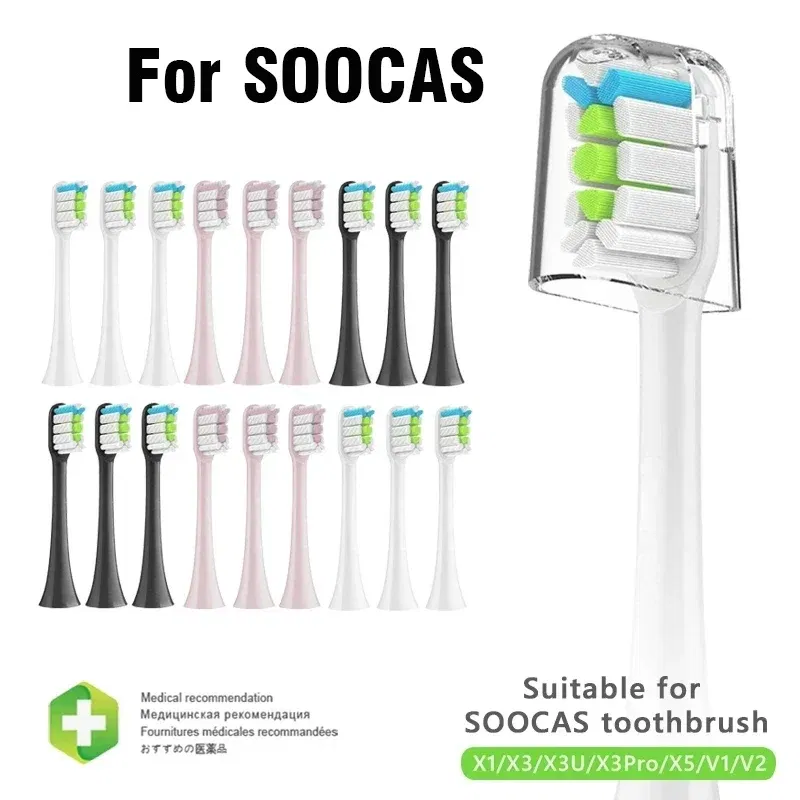 Color: Red - Replacement Brush Head For Xiaomi Electric Sonic Toothbrush Soocas X5 X3 X1 X3U SOOCARE Soft Dupont Bristle Replaceable Heads