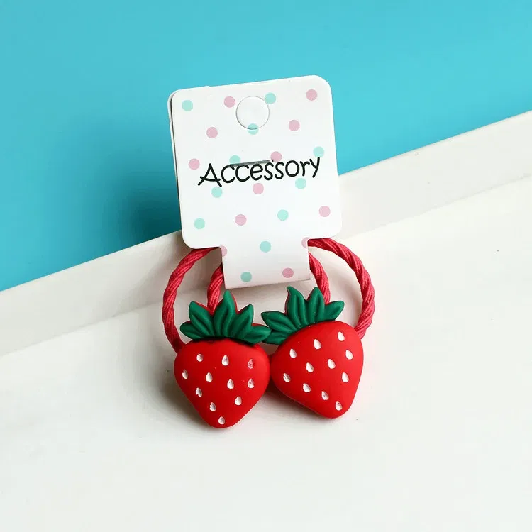Color: GRAY - 2PCS New Cartoon Cute Cherry Radish Princess Headwear Kids Elastic Hair Bands Children Ropes Girls Accessories Baby Headdress