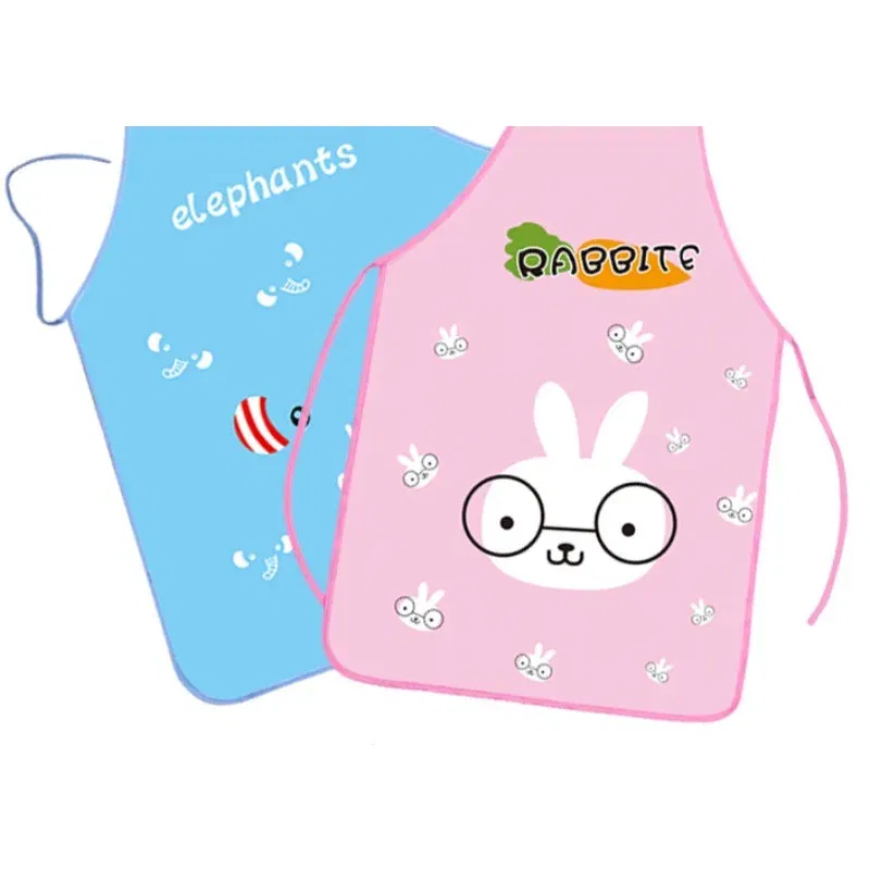 Color: PURPLE - 70x50cm Cute Kitchen Household Adult Antifouling Apron Sleeveless Waterproof PVC Cartoon Printed Women Aprons Cleaning Accessory