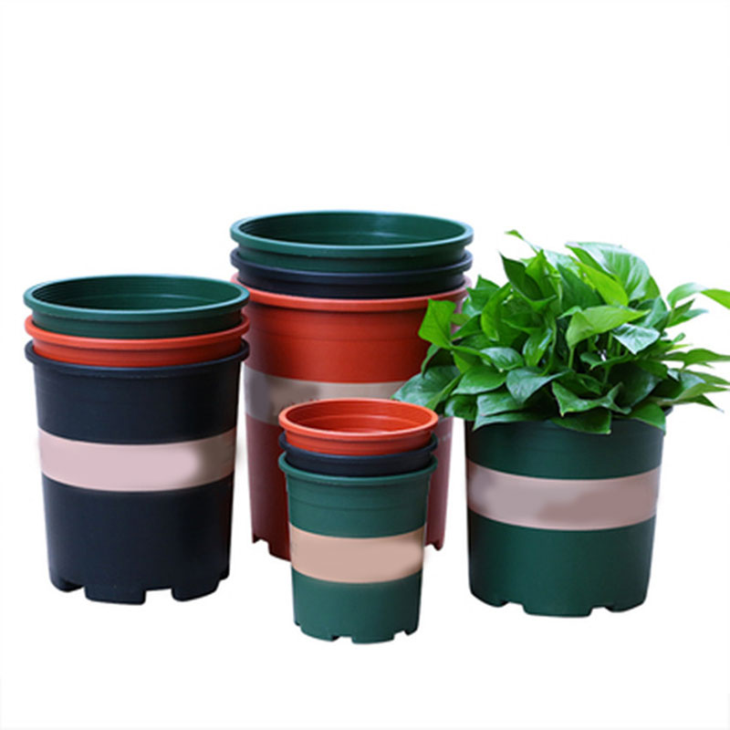 Color: Pink - Large Round Short Flower Pot Control Root Rose Pot Planting Seedling Thickening Plastic Flower Gallon Pot or Tray Potted Plants
