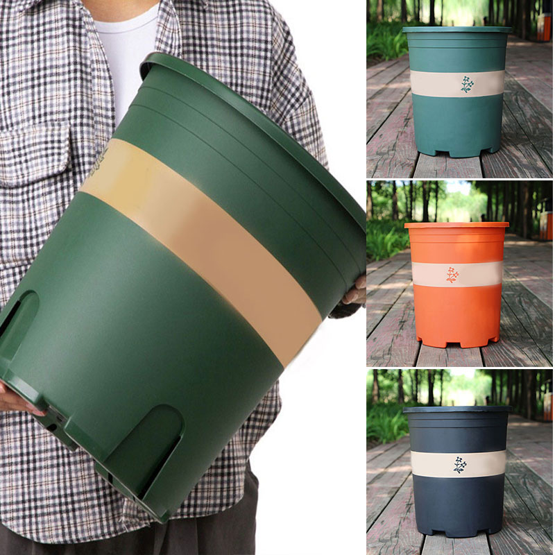 Color: Pink - Large Round Short Flower Pot Control Root Rose Pot Planting Seedling Thickening Plastic Flower Gallon Pot or Tray Potted Plants