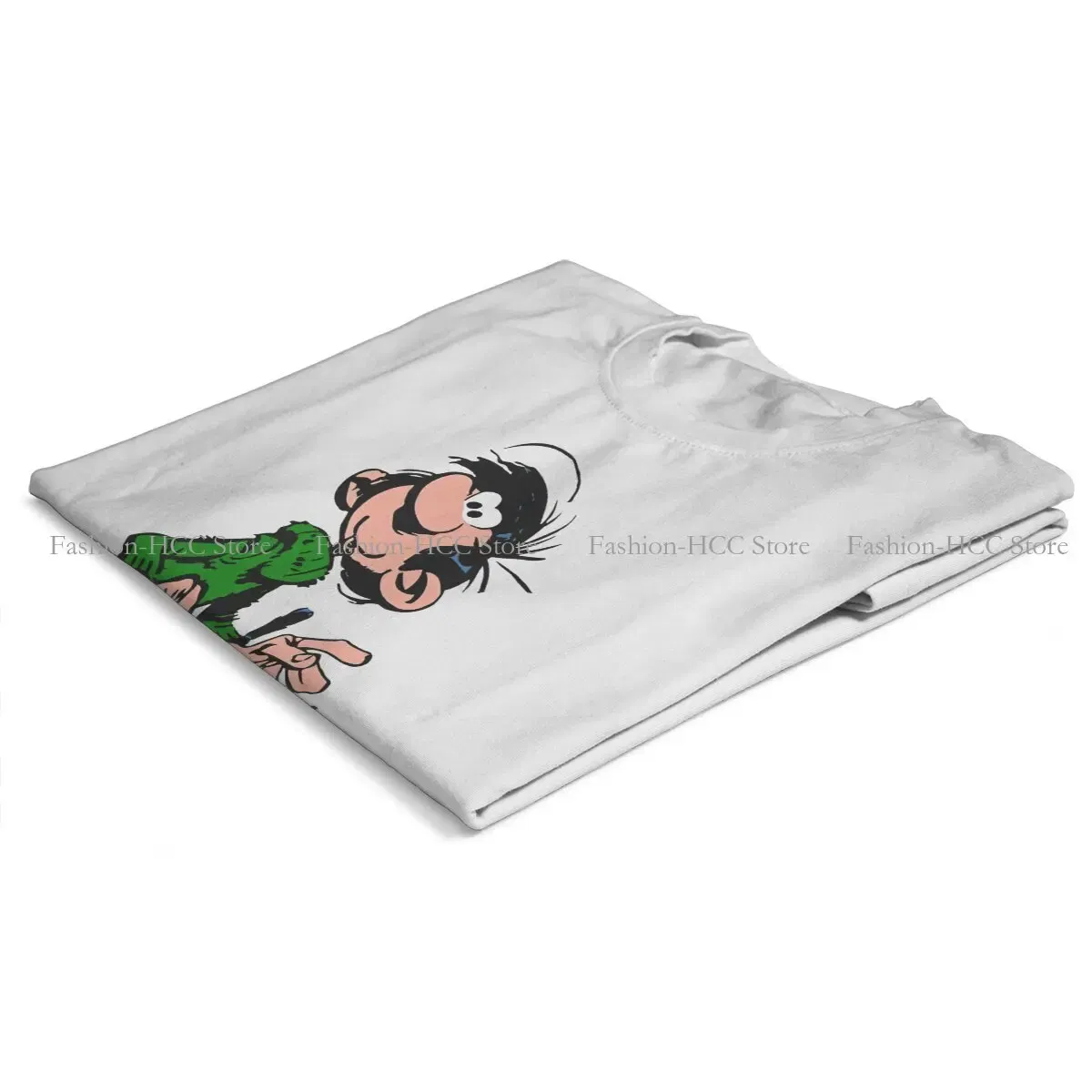 Color: WHITE, Size: XXXL - Gaston Lagaffe Comic Polyester TShirts Cartoon Color Big Ben Walking With Cat Classic Personalize Homme T Shirt Funny Tops