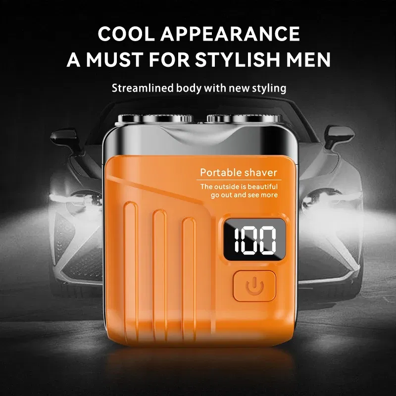 Color: SKY BLUE - Xiaomi Electric Smart Shaver Digital Display Mini Dual Blade Rechargeable Shaver Household Car Shaver Powerful Men's Gift Shaver