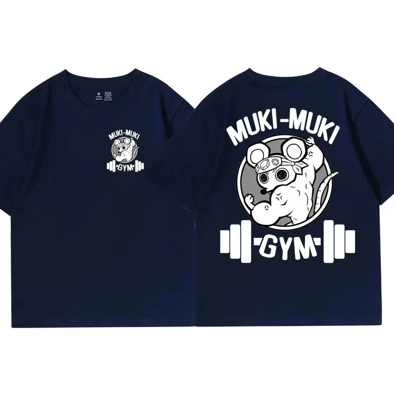 Color: SKY BLUE, Size: M - Anime Demon Slayer Uzui Tengen Print T-shirts Unisex Funny Ninja Mice Muki Muki Gym T Shirt Muscular Mouse Oversized T-shirt