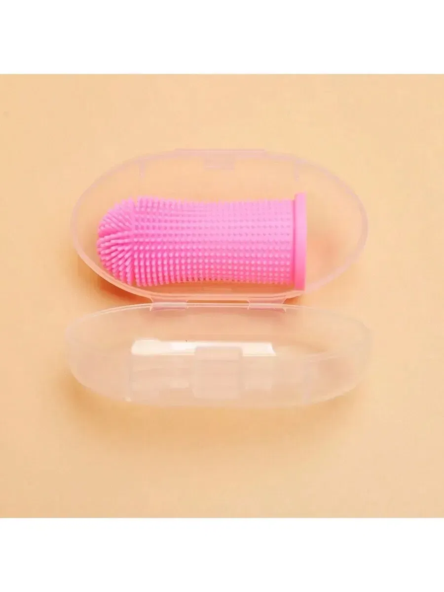 Color: Pink - Pet Finger Toothbrush Cleaning Products for Cats and DogsOral Cleaning ToothbrushesSilicone Bristles