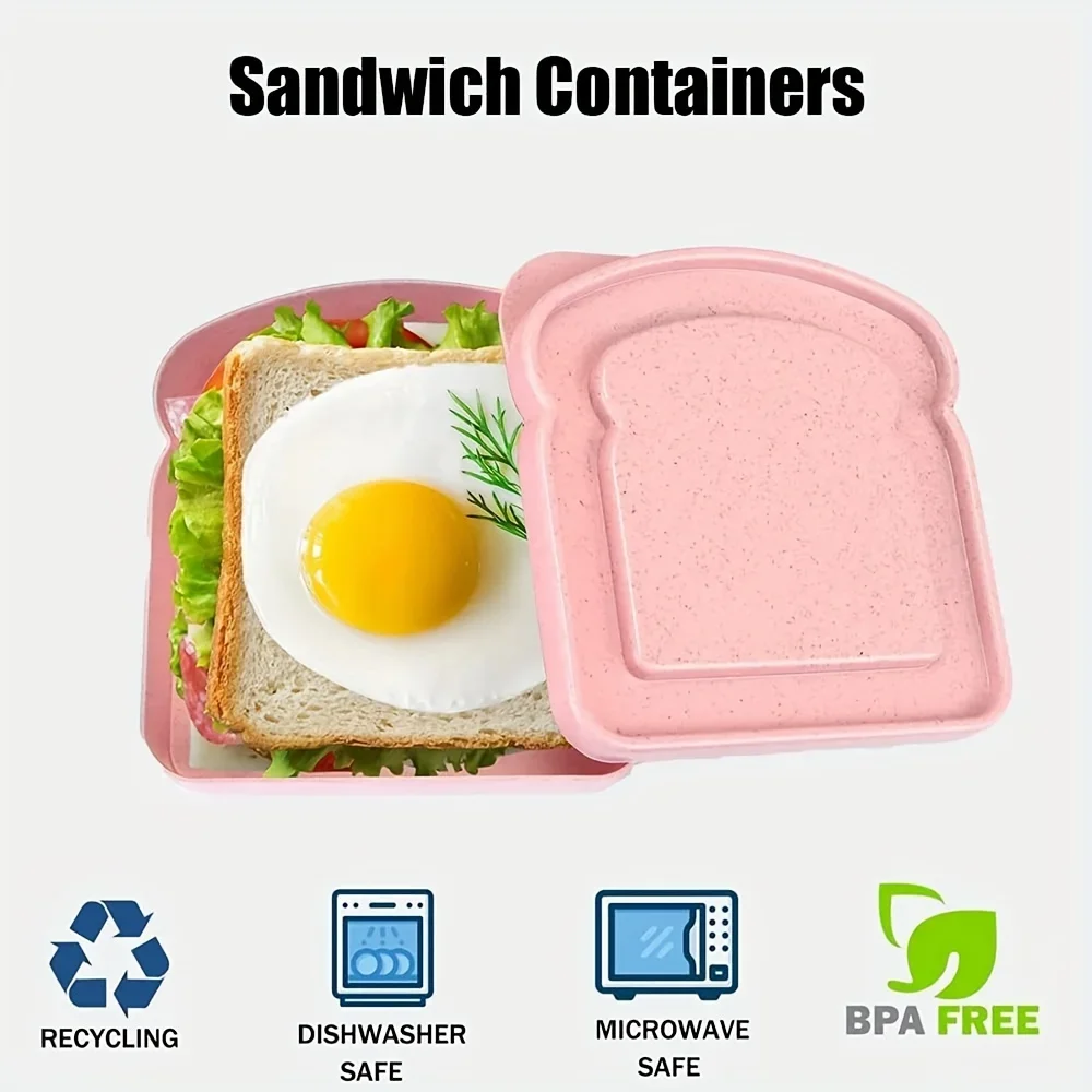 Color: GRAY - 2025 sonic Sandwich Containers Lunch Toast Storage Box With Lid Portable Food Storage Reusable Microwave Lunch Sandwich Box