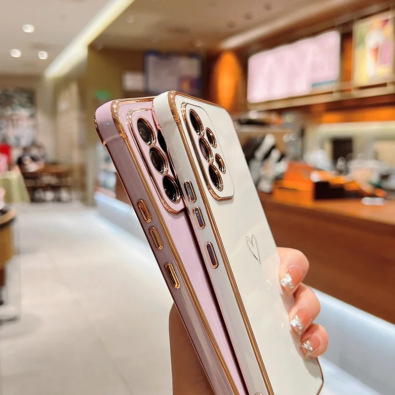 Color: Khaki, Compatible-Phone Models: For iPhone 13 Pro, Ships From: CHINA - Electroplating Love Heart Phone Case For Samsung Galaxy S25 S24 Ultra S23 S22 A13 A14 A52 A53 Protect Lens Shockproof Back Cover