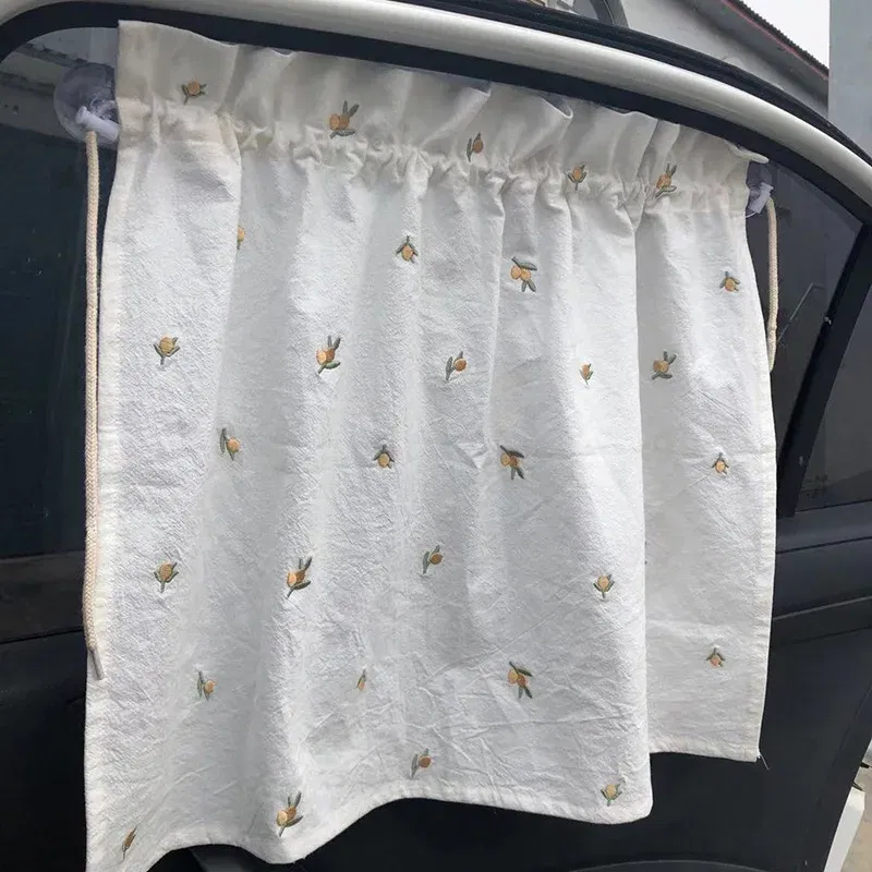 Color: Blue - Baby Car Curtain Sun Protection Sunshade for Children UV Protect Window Curtain Kawaii Embroidered Bear Cart Accessories