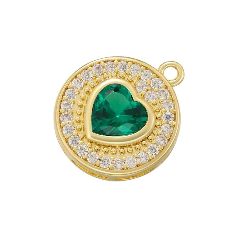 Metal color: Imitation Rhodium Plated - ZHUKOU Round jewelry pendants Pink Heart Cubic Zirconia charms for jewelry making Brass accessories Supplies for jewelry VD1357