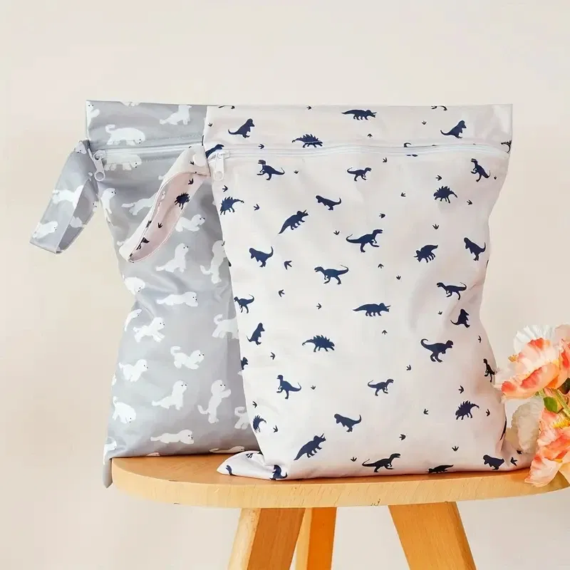 Color: Red - HappyFlute 2PCS 26*36CM Reusable Wet Dry Bag Waterproof Leak-Proof Quick-Drying For Nappy Changing Eco-Friendly Travel Wetbag
