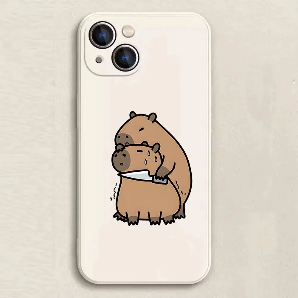 Color: black, Material: PE - Cartoon Animal Capybara Phone Case For Samsung Galaxy S10 S20 S21 S22 S23 S24 FE Plus Ultra Note 20 Couple Paired Silicone Cover