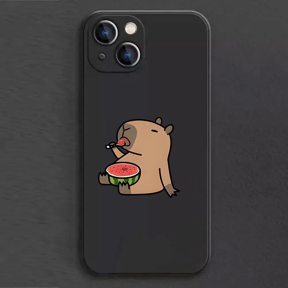 Color: black, Material: PE - Cartoon Animal Capybara Phone Case For Samsung Galaxy S10 S20 S21 S22 S23 S24 FE Plus Ultra Note 20 Couple Paired Silicone Cover