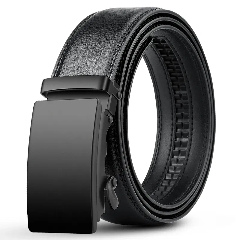 Color: black, Belt Length: 120cm - Famous Brand Business Belt Men Top Quality PU Luxury Leather Waist Strap Black Male Automatic Buckle Jeans Belts for Men