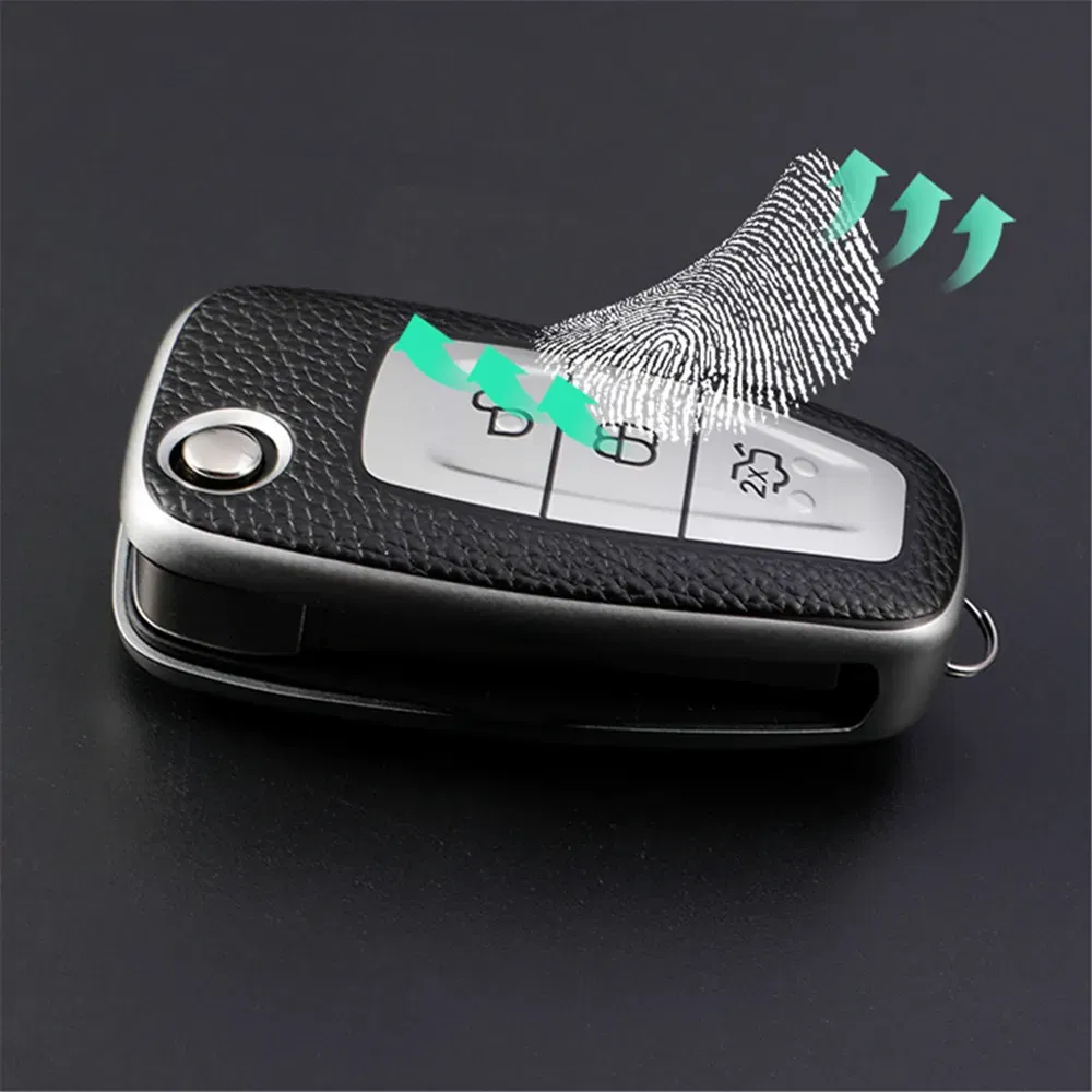 Color Name: Green - Leather TPU Car Key Case Cover for Ford Ranger C-Max S-Max Focus Galaxy Mondeo Transit Tourneo Custom Auto Key Holder Keychain
