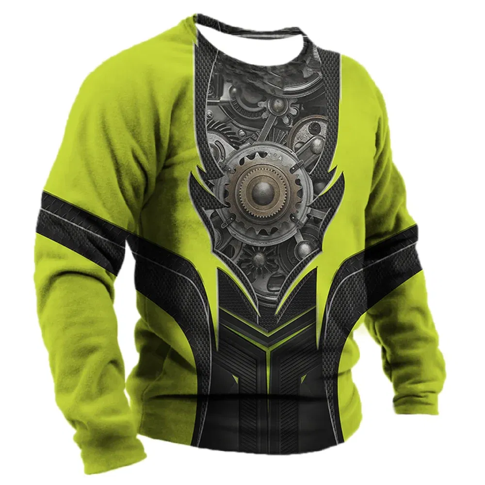 Color: Yellow, Size: XXL - Men's T -shirt Retro T -shirt Summer clothing personalized name Mechanic mechanic 3D printing 5xl sports shirt long -sleeved