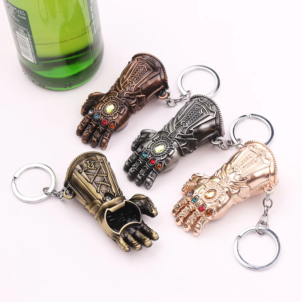 Color: black - Marvel The Avengers Thanos Keychain for Men, Infinity Gauntlet, Creative Beer Bottle Opener, Pendant Gadgets