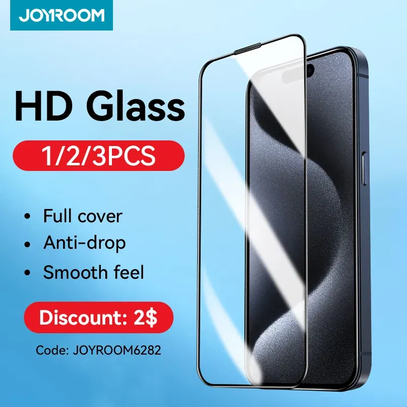 Bundle: 2 pieces, Material: High Definition - Joyroom 1/2/3pcs HD Glass Screen Protector for iPhone 15 14 13 12 11 Pro Max Full Screen Tempered Glass Protection for iPhone 15
