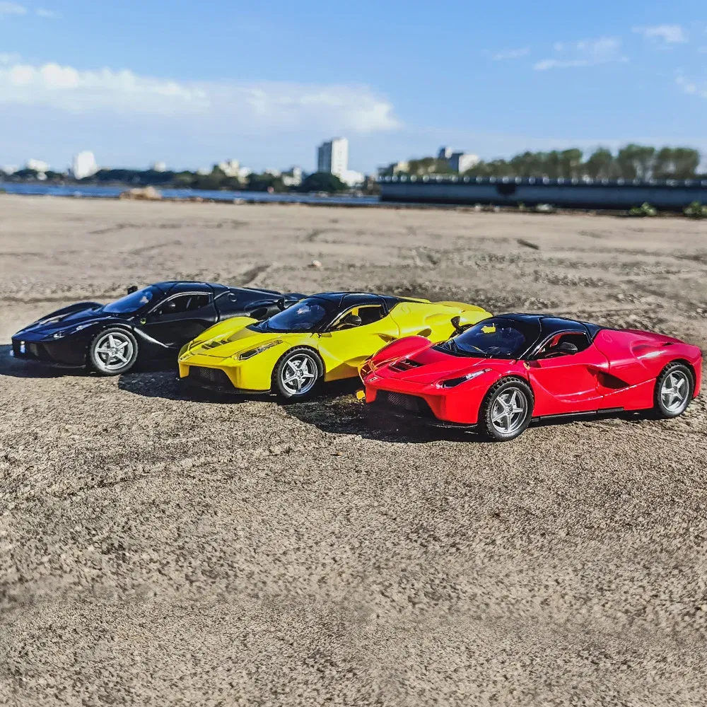 Color: Orange - 1:32 Ferrari Laferrari SF90 P80C 488 Alloy Car Model Diecasts Metal Toy Vehicles Car Model Simulation Sound Light Collect gifts