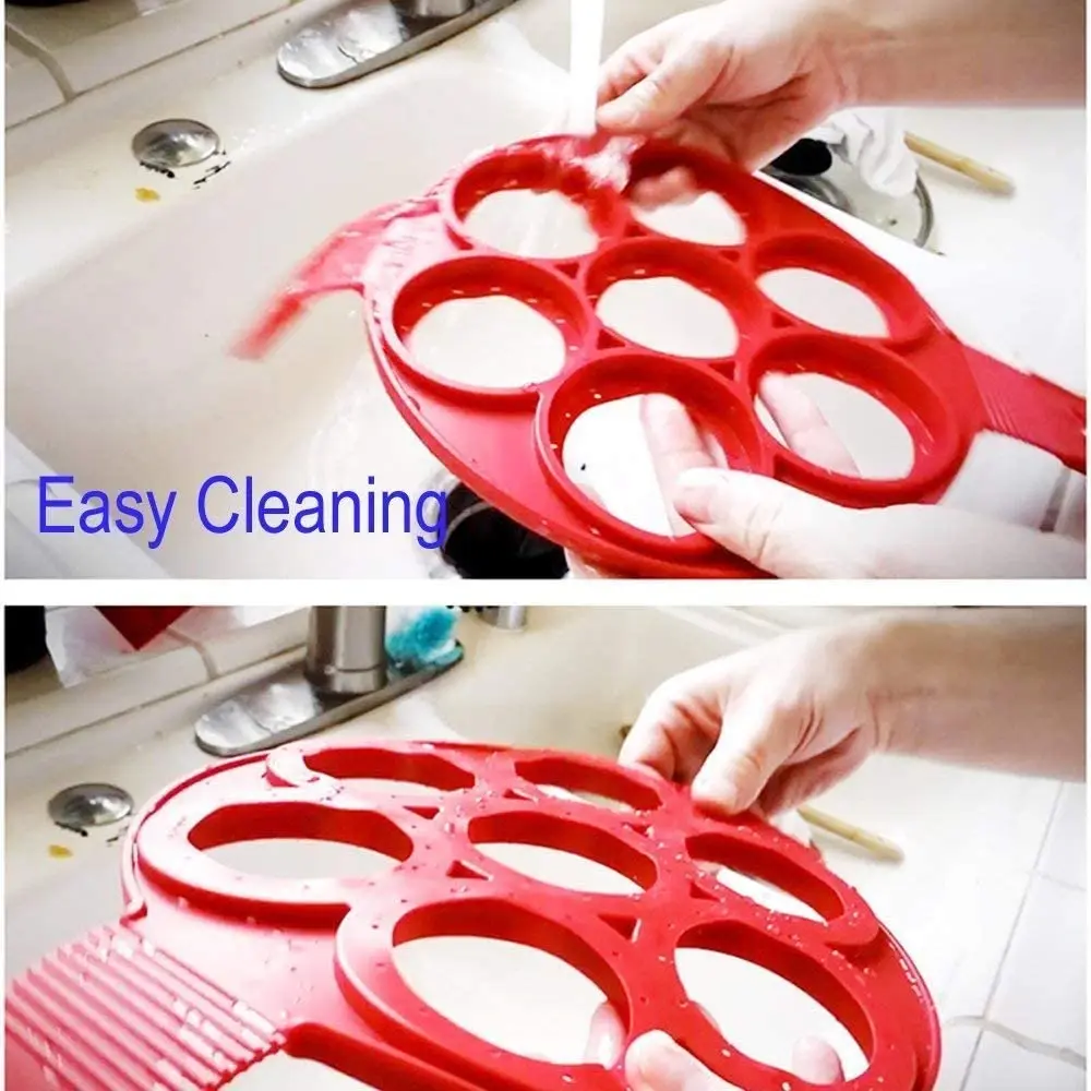Color: Chocolate - Egg Pancake Ring Non-stick Pancake Machine Mold Silicone Egg Frying Pan Forming Machine Omelet Mold Kitchen Baking Accessories