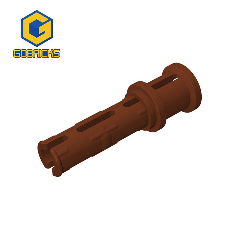 Color: Wood - Gobricks 10PCS Bricks Technical Pin 3L with Friction Ridges Lengthwise and Stop Bush Compatible With 32054 Assembles Block