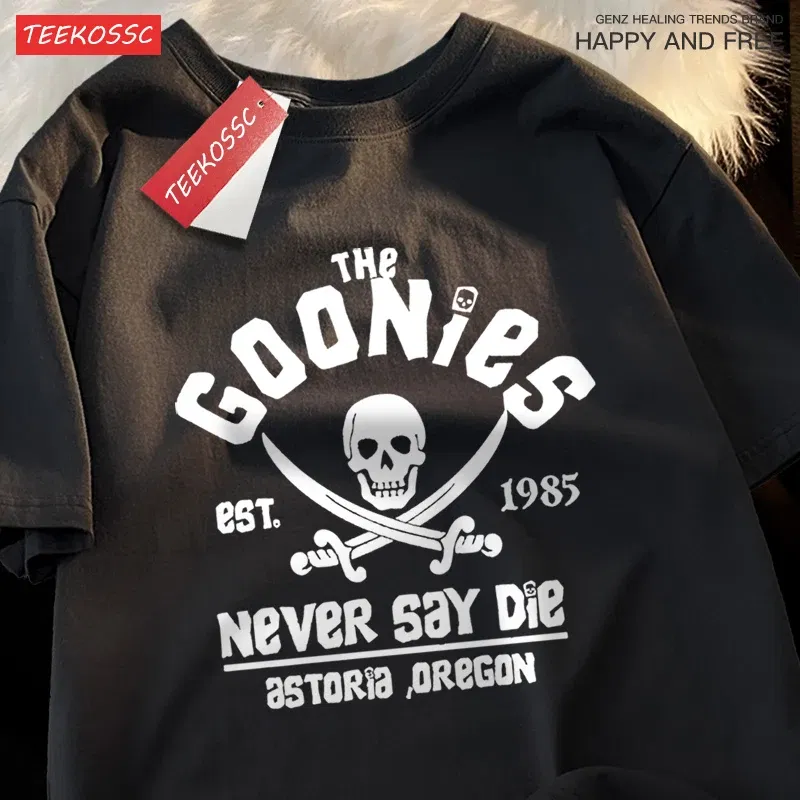 Color: black, Size: L - The Goonies Never Say Die T Shirts Men Women Comfortable Crewneck Tshirt Breathable Cotton T Shirts Street Loose Couple Clothing