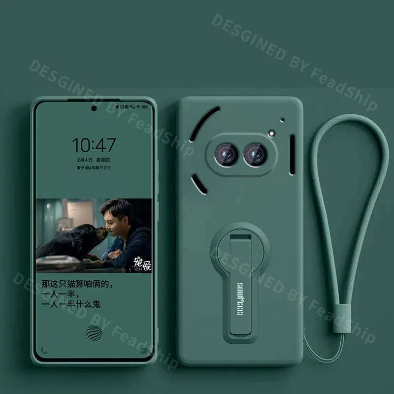 Color: Blue, Material: ABS - Liquid Silicone Case For Nothing Phone 2A Plus 3A Soft Cover Shockproof Protective Phone Case with Holder Screen Film