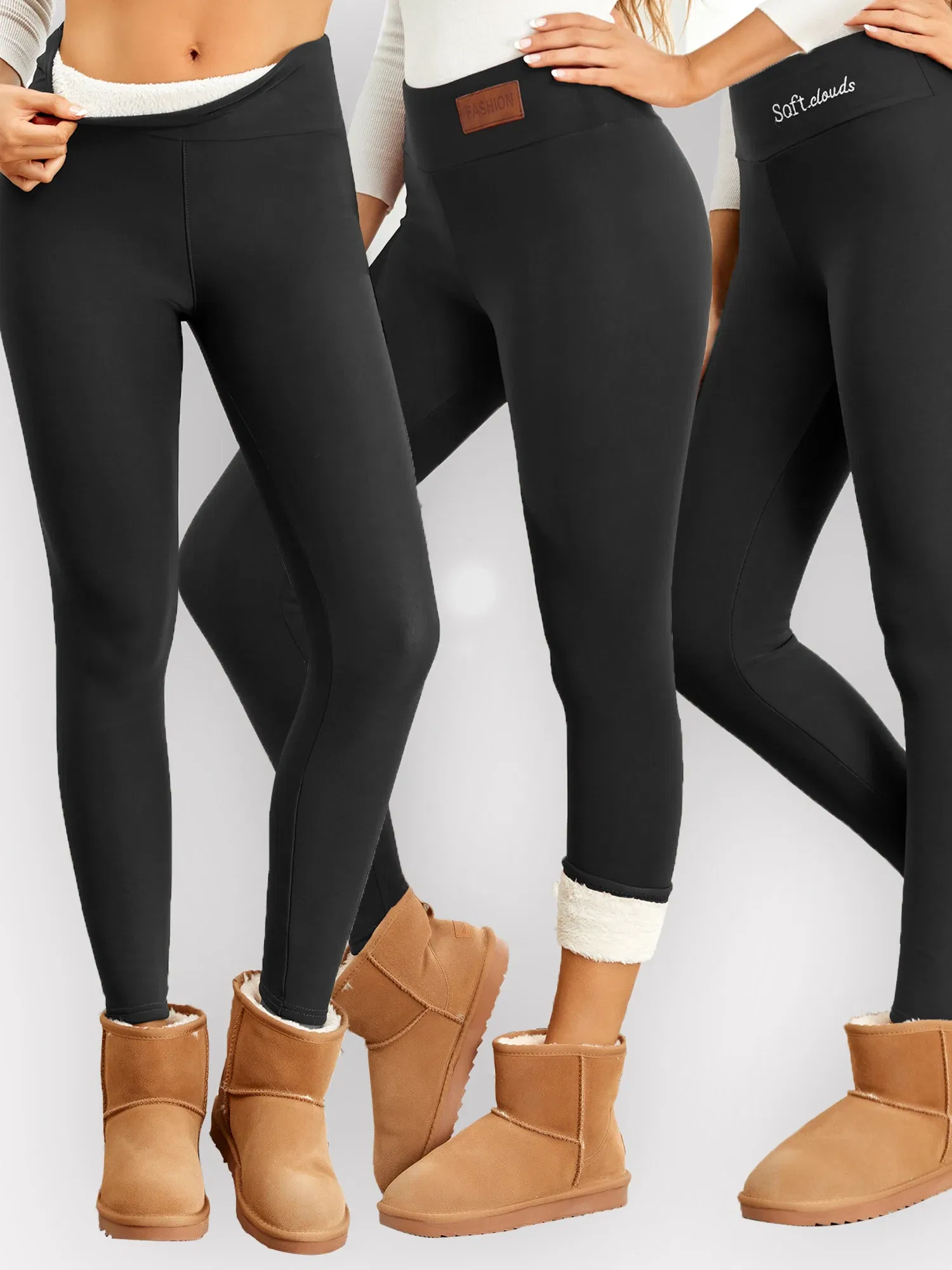 Color: Gold, Size: XL - Super Warm Winter Leatherlabel Leggings Of Women Skinny Stretch High Waist Prevent Cold Leggings Casual Classic Pants