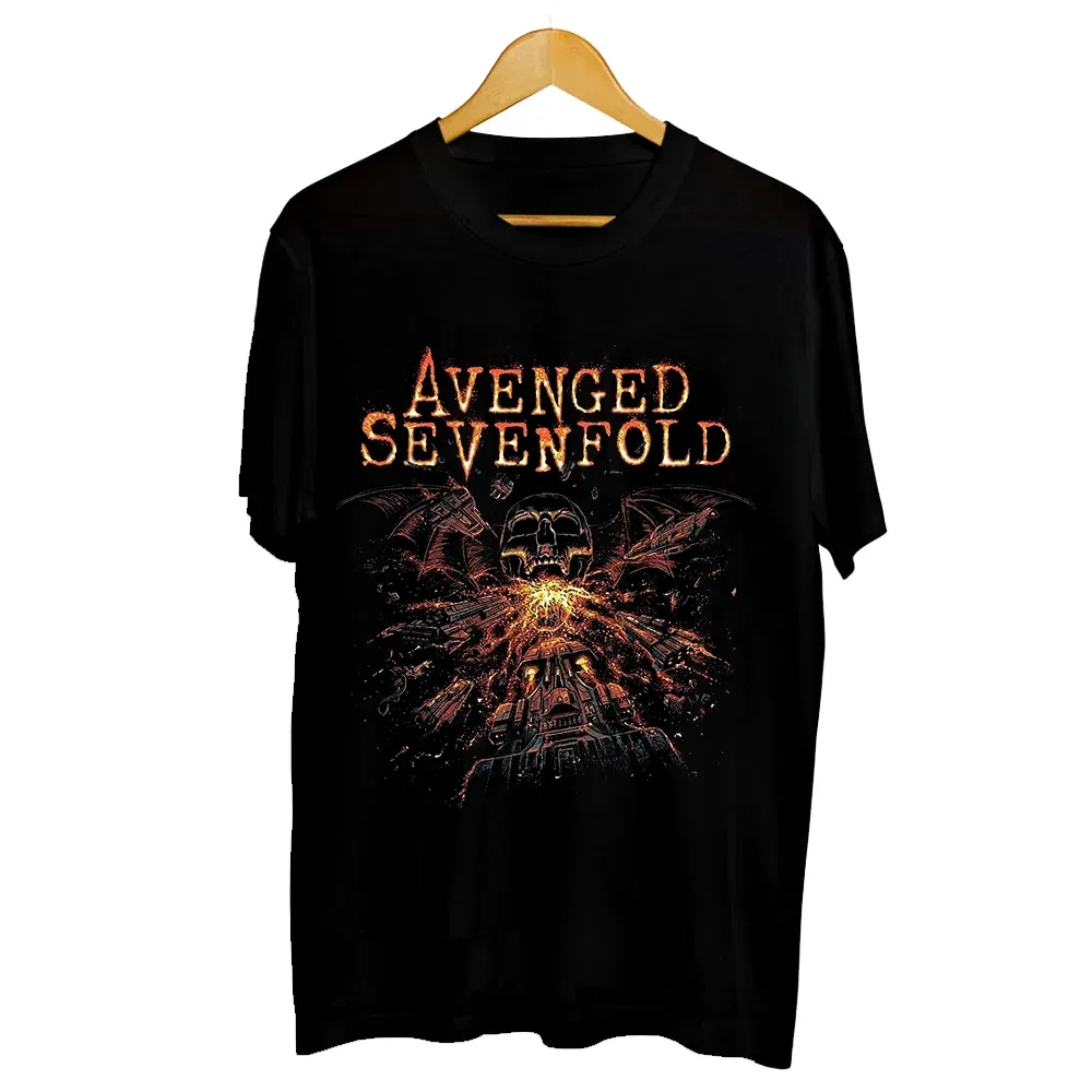 Color: Blue, Size: M - Men Clothes Round Neck T-shirt  Heavy Metal Band Rock Cotton Breathable Print Womens Plus Size Tees