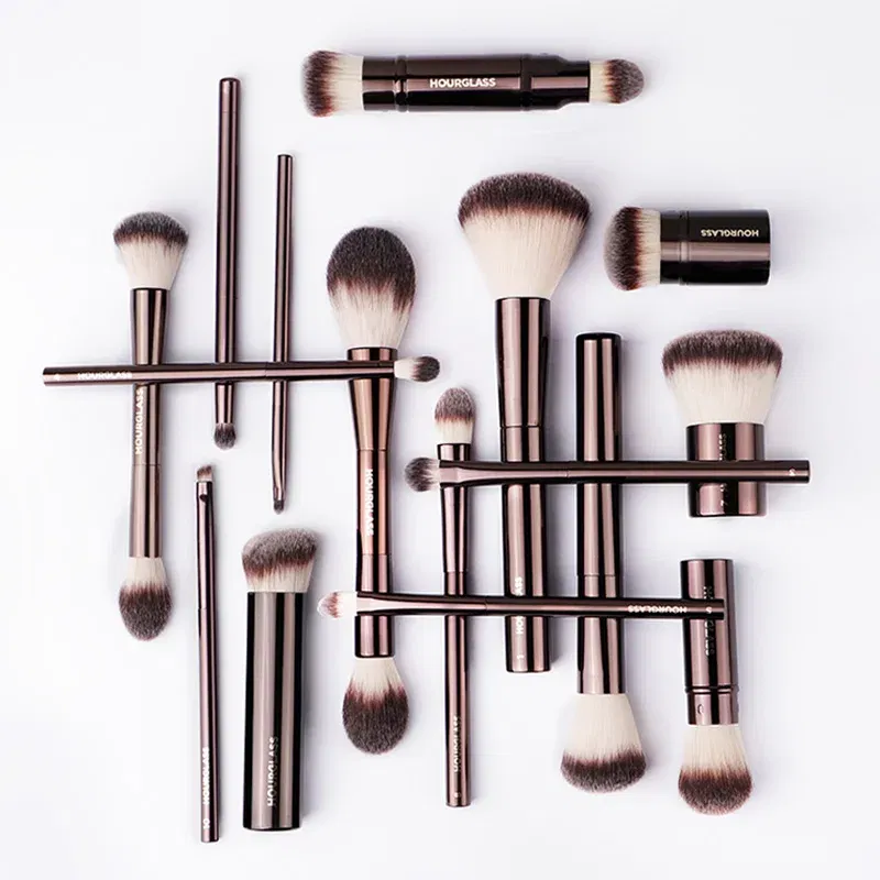 Handle Color: army green - Hourglass Makeup Brushes Powder Foundation Concealer Blusher Bronzer Eye Shadow Eyebrow Eyeliner Sculpting Brush