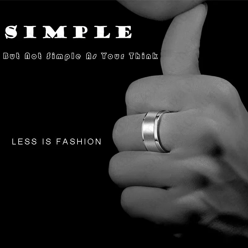 Main Stone Color: Green, Ring Size: 7 - Auxauxme 8mm Black Titanium Stainless Men Ring Simple Wedding Bands Rings Gift For Male Jewelry Size 5-13 Drop shipping