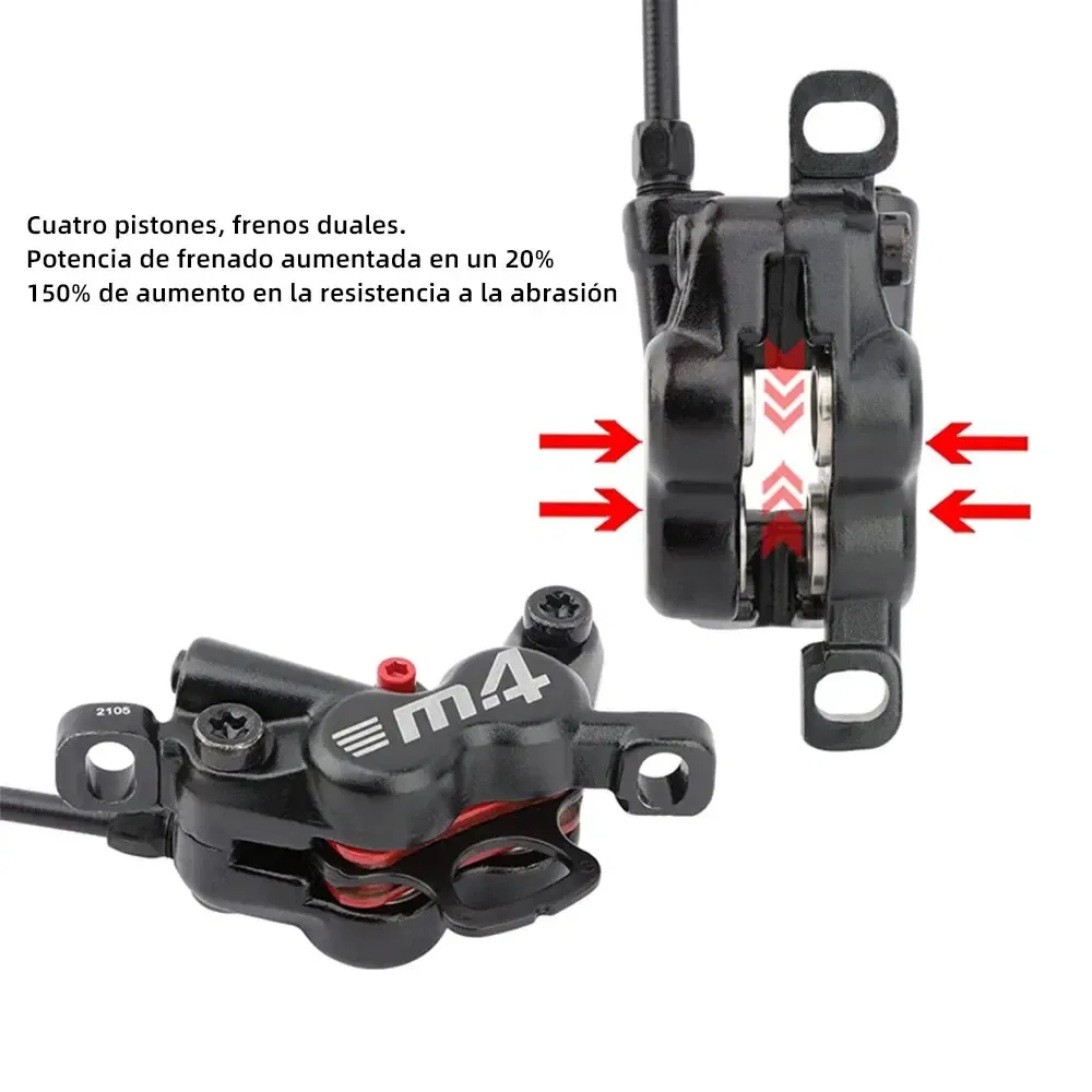 Color: WHITE - MEROCA 4-Piston MTB Hydraulic Brake Set With Silicone Protective Cover Front And Rear Brake 800mm/1400mm Bike Disc Brake For MTB
