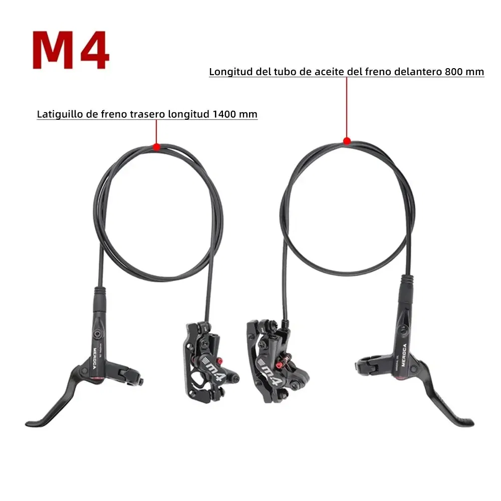 Color: WHITE - MEROCA 4-Piston MTB Hydraulic Brake Set With Silicone Protective Cover Front And Rear Brake 800mm/1400mm Bike Disc Brake For MTB