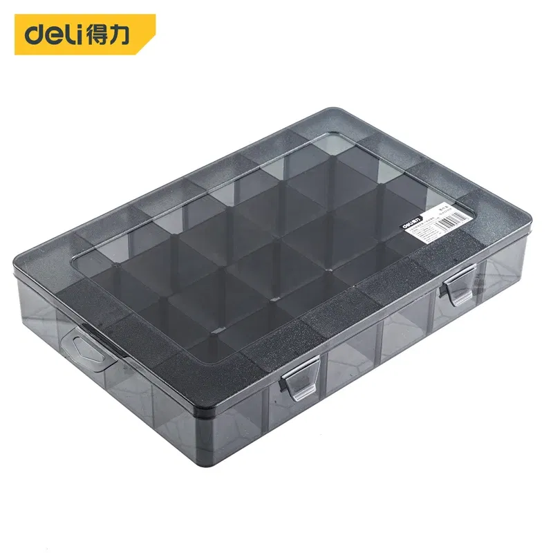 Color: Black - 1Pcs Multi-lattice Slots Tool Case Storage Boxes Adjustable Transparent Tool Box Screw Craft Jewelry Accessories Organizer Box
