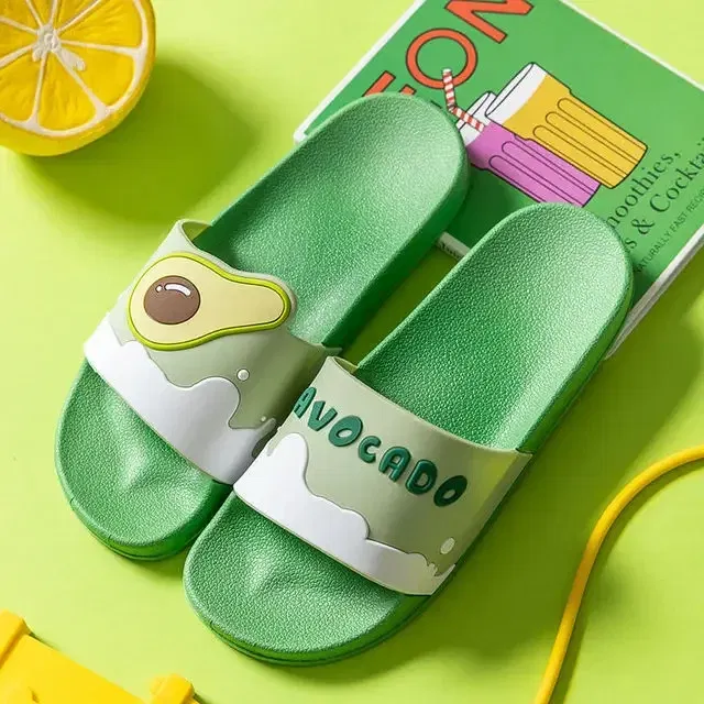 Color: SKY BLUE, Shoe Size: 4 - New Shoes for Women PVC Slippers Fashions Cartoon Fruit Sandals Flip Flops Summer Casual Beach Home Bath Thick Non-Slip Slippe
