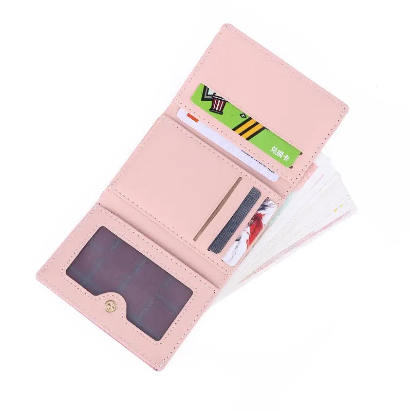 Color: PURPLE - Women'sWallets Fashion Rainbow Credit Card Holder Purses with Coin Pocket for Women Portable Short PU Leather Cute Wallet