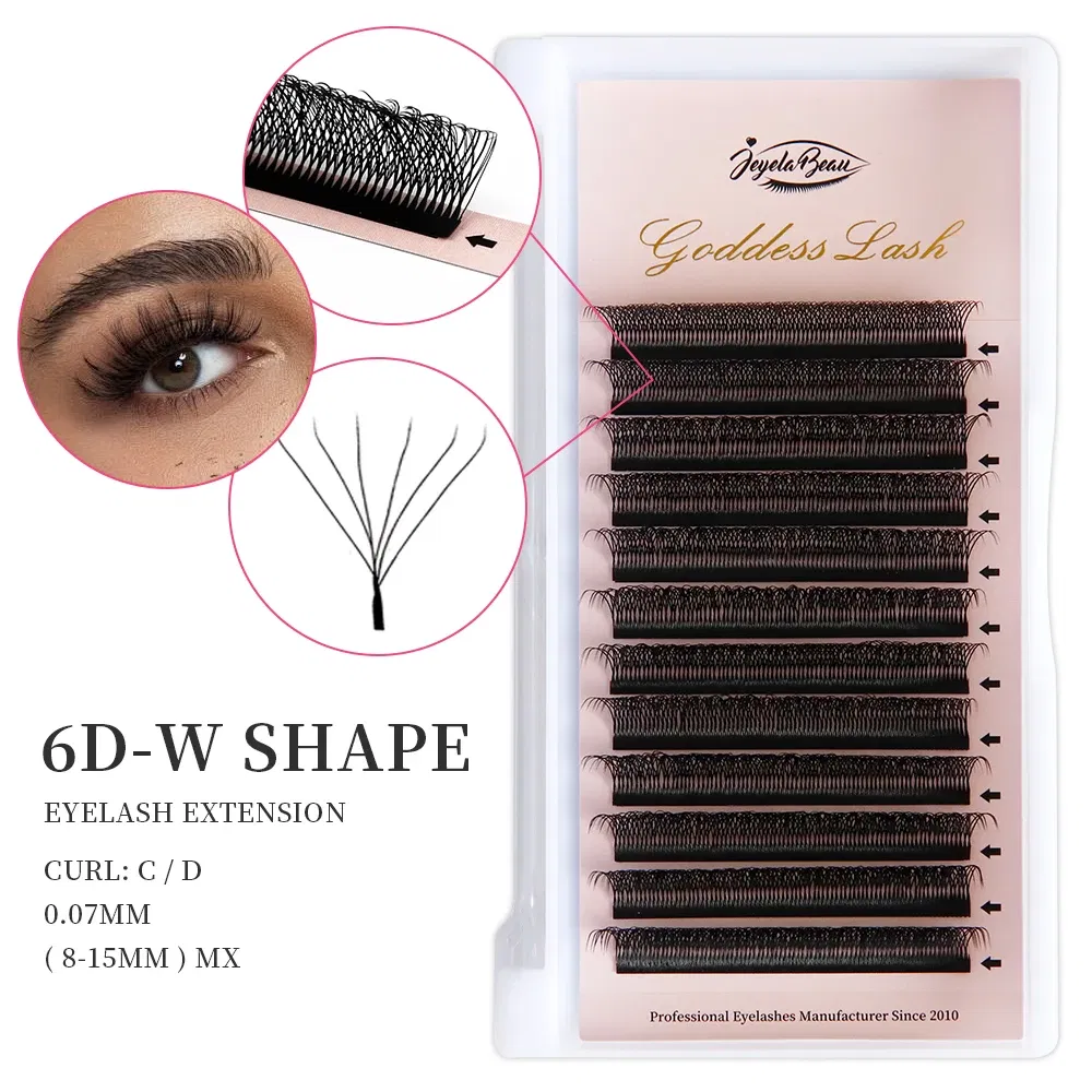 Color: LIGHT BLUE, Curl: D, Thickness: 0.07mm, Length: 9mm, Ships From: CHINA - Goddess 3D/4D/5D/6D/7D/8D W Shape lashes 4D Premade Fan Lash Extensions 0.07 C/D Curl Natural Soft High Quality Idividual Lashes