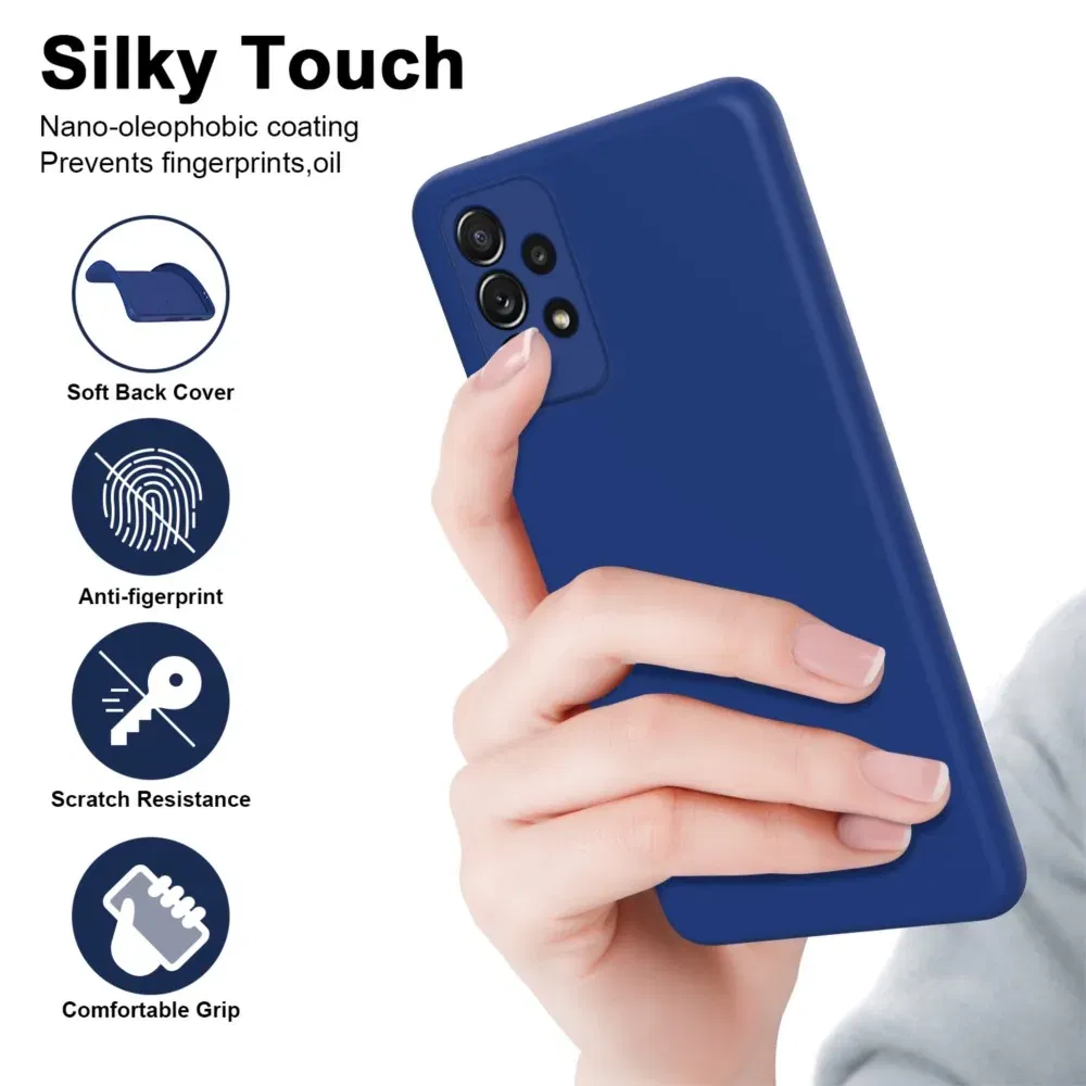 Color: Light purple, Material: Cotton - Solid Silicone Protect Case For Samsung Galaxy A13 A23 A33 A53 A73 A12 A22 A32 A52 A52S A72 A04 A04S A14 A24 4G A34 A54 Cover