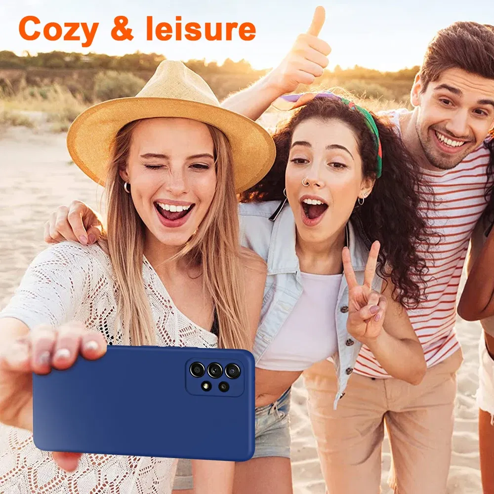 Color: Light purple, Material: Cotton - Solid Silicone Protect Case For Samsung Galaxy A13 A23 A33 A53 A73 A12 A22 A32 A52 A52S A72 A04 A04S A14 A24 4G A34 A54 Cover