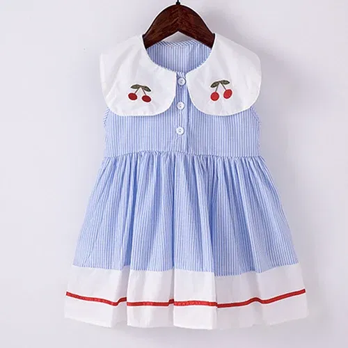 Color: PURPLE, Kid Size: 4T - 2024 New Summer 2-7Yrs Baby Girl Party Dress Sleeveless Cotton Embroidery Splicing Kids Princess Dresses Sister Clothing