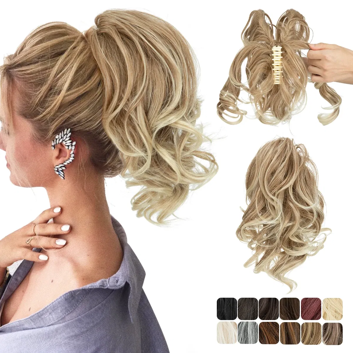 Color: #35 - SARLA Premium Synthetic Diy Claw Clip In Ponytail Extensions Hairpiece Hair Bun Fake Blonde Natural Hair False Pigtail P026