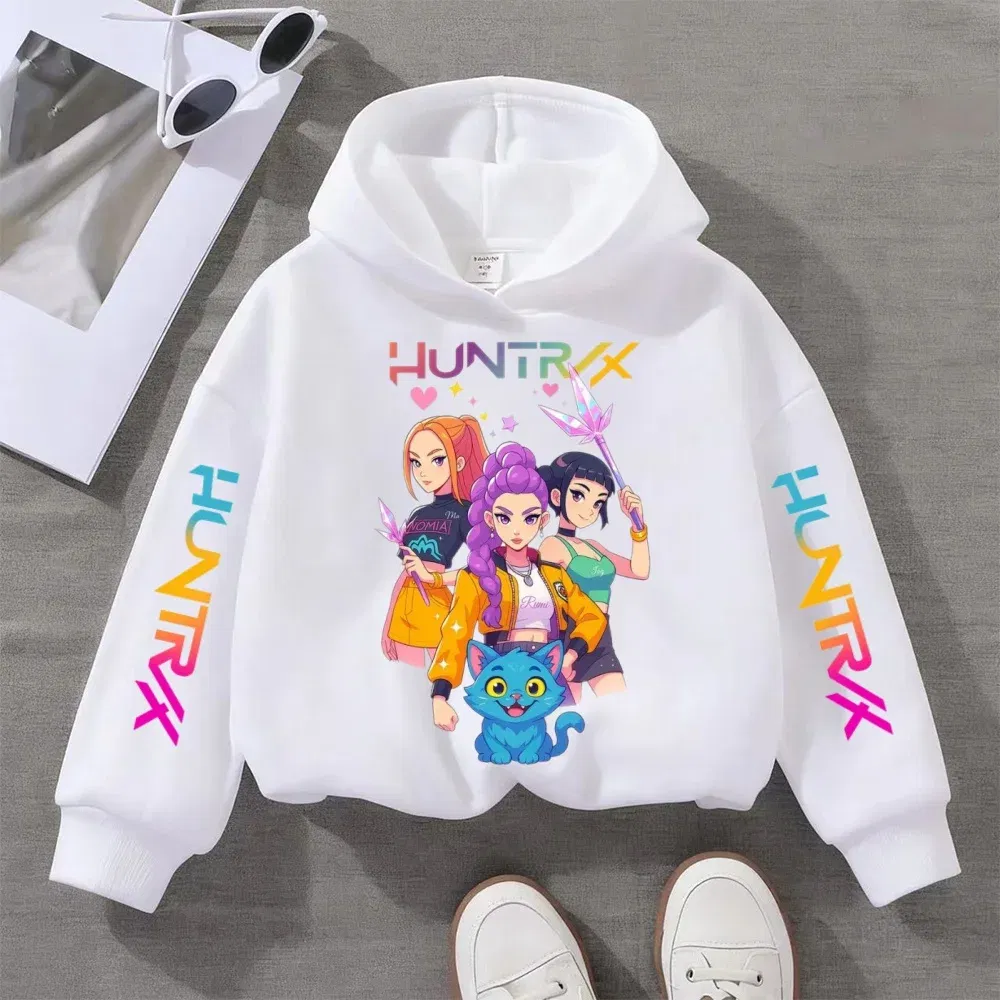 Color: Pink, Kid Size: 110 - KPOP Demon Hunters Children's Sweatshirt Girls' Clothes Girls' Sweatshirt autumn 2024 New Cute Fashion Hoodie