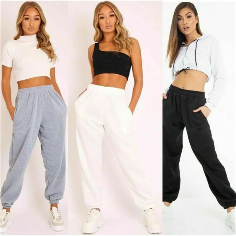 Color: GRAY, Size: XXL - Trendy Women's Pants Loose Trousers Outdoor Casual Pants Four Seasons Sweatpants Women's Drawstring Jogging Pants