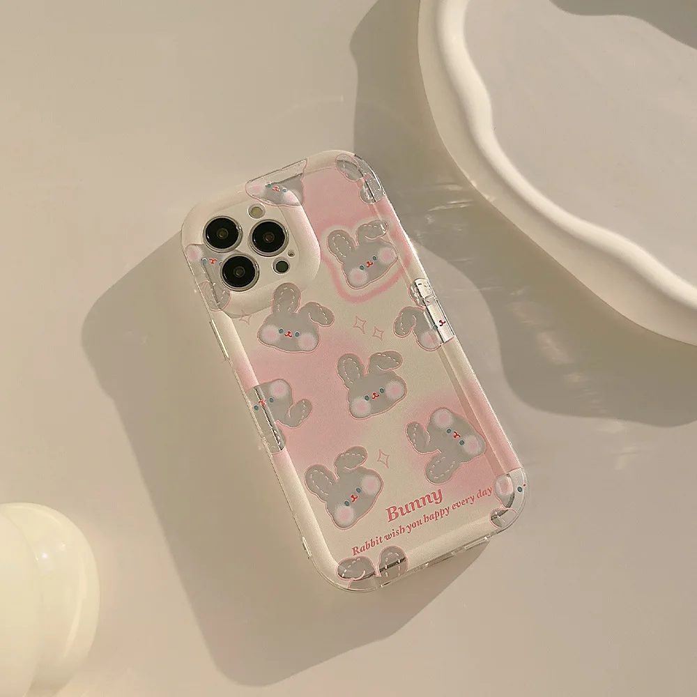 Color: Blue, Compatible-Phone Models: For Samsung Galaxy S21 FE - Cute Cartoon Bunny Print Phone Case for Samsung Galaxy 24 23 22 21 20 Plus Ultra FE A73 A72 A71 A52 A51 A32 Note 20 Airbag Funda